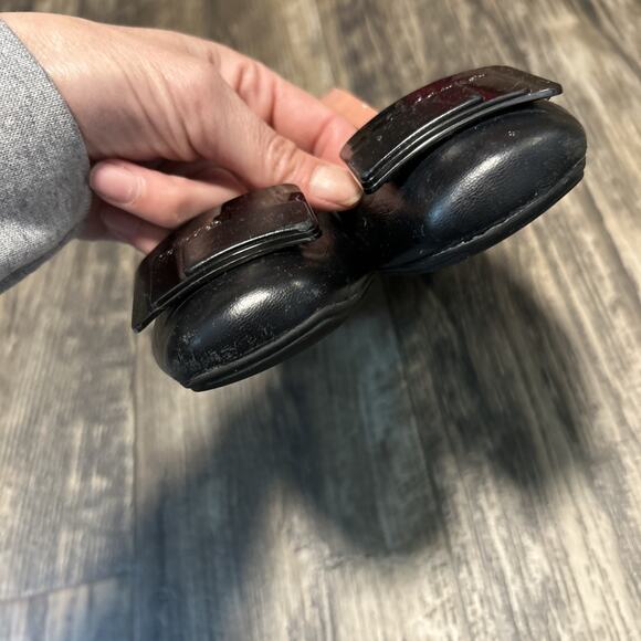 Calvin Klein Black Ballet Flats Leather size 7 Toe Logo Silver - Picture 3 of 8